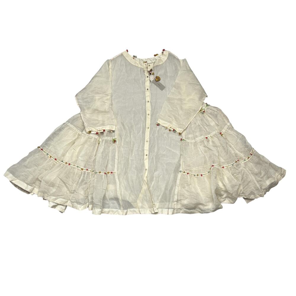 NWT Pero Kaftan Cotton Silk Tiered Button Up Dress Women's 40 US Medium Boho
